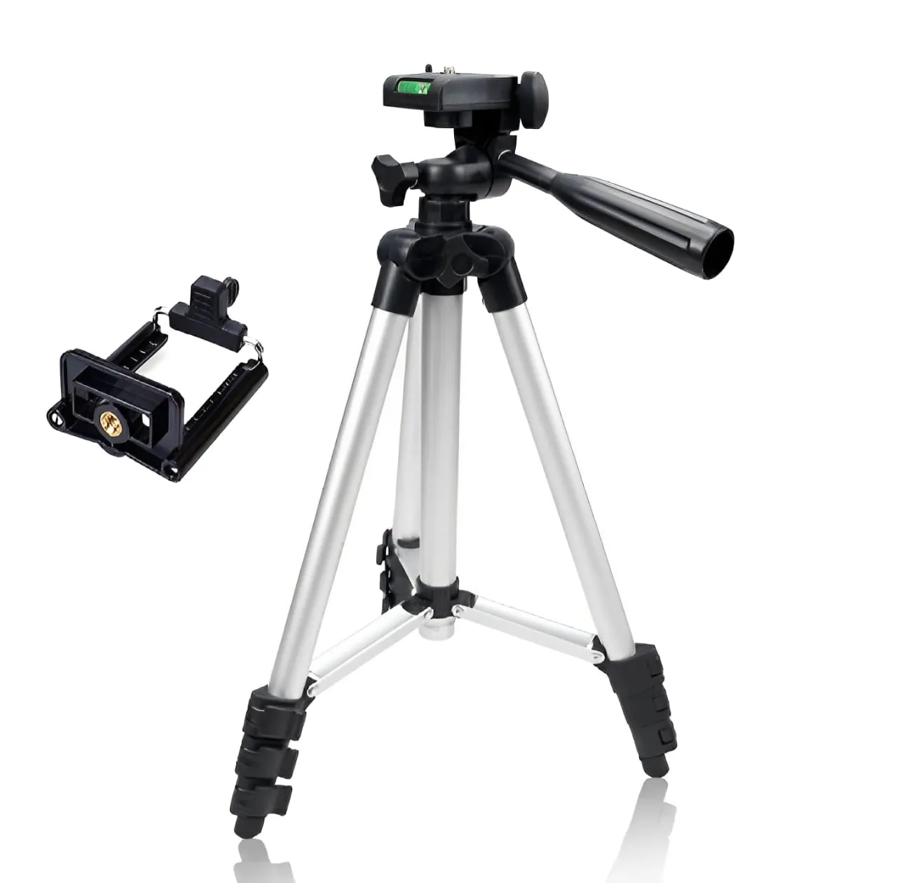 Portable Adjustable Aluminum Tripod Stand with Mobile Phone Holder Mount